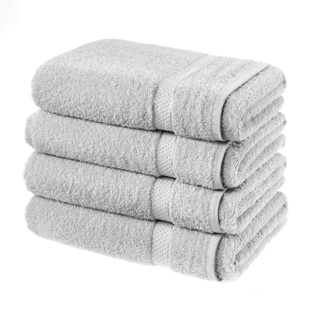 Sasma Home - Premium Cotton Hand Towel Set - 4 Pack - Large 50x90 cm Silver - image 1