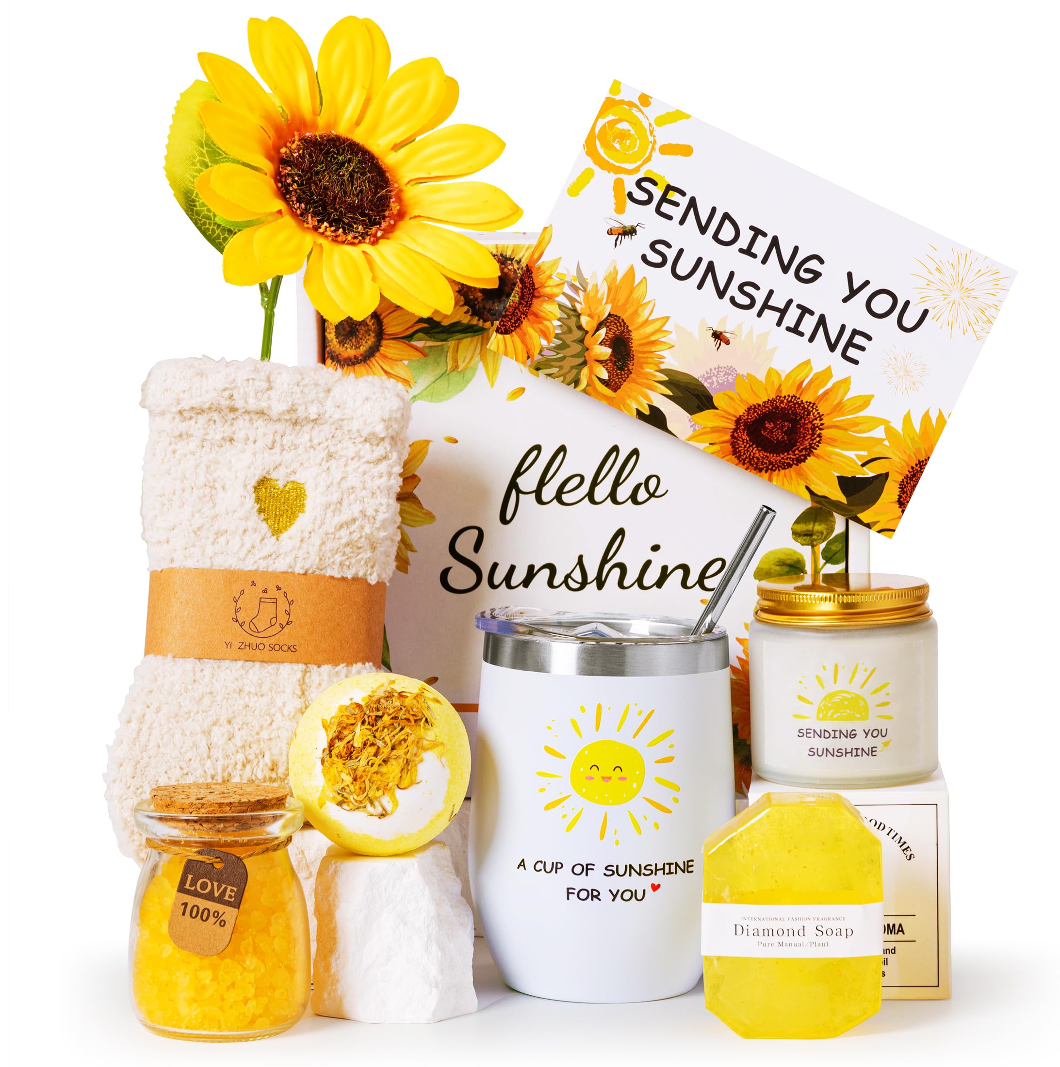 Jolof Store Sunflower Spa Gift Basket – Self Care Relaxation Set for Women
