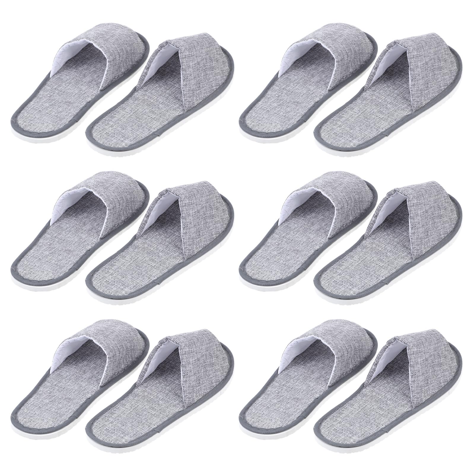 Happyyami Disposable Spa Slippers - 6 Pairs Open Toe Anti-Slip Cloth