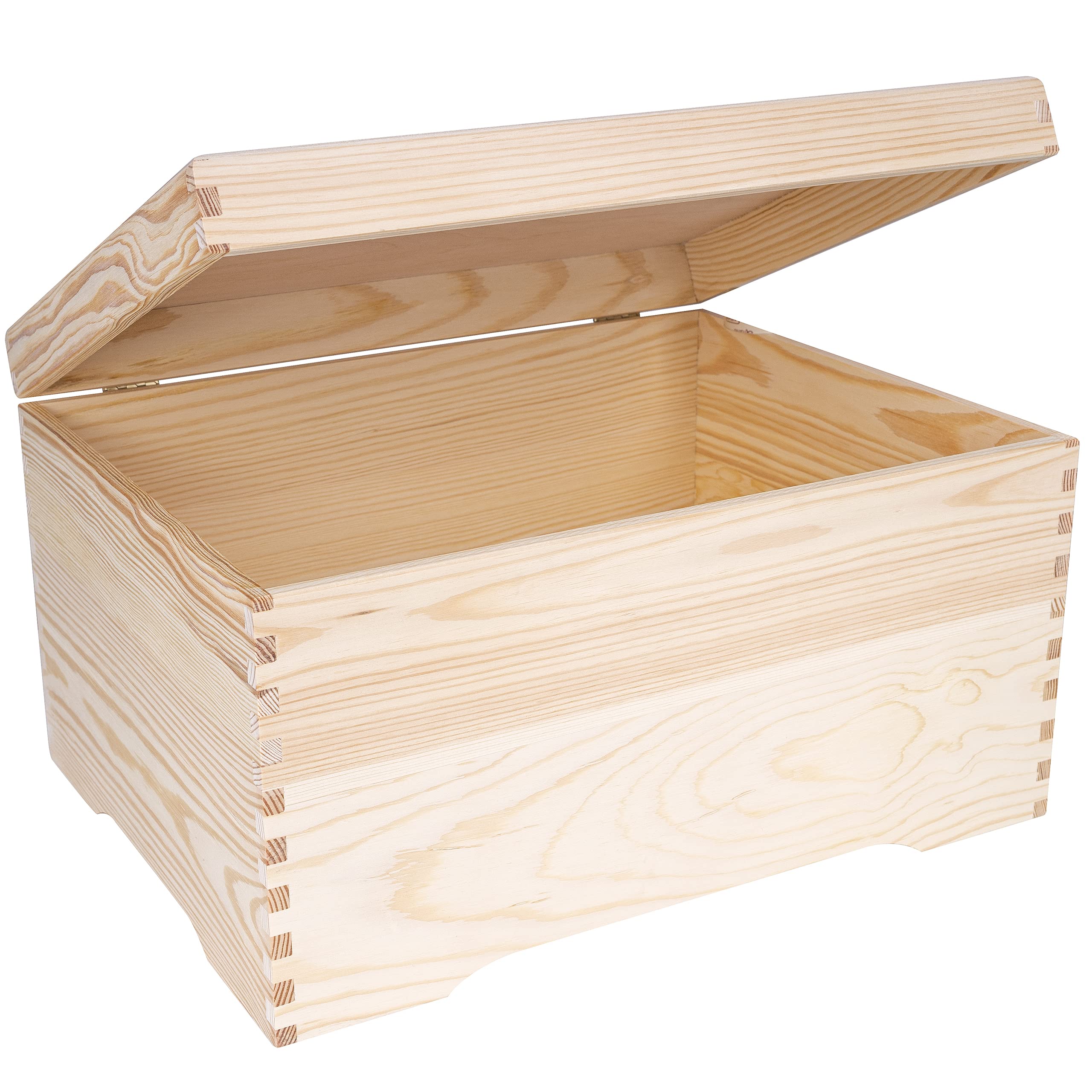 Creative Deco XXL Large Wooden Storage Box | Unfinished Wood Keepsake Chest