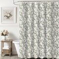 Jolof Store Floral Linen Shower Curtain – Waterproof Farmhouse Bathroom Decor