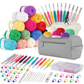 YINVA Crochet Kit for Beginners | 15 Colors Yarn & 12 Ergonomic Hooks