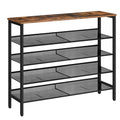 HOOBRO 5-Tier Shoe Rack – Industrial Rustic Brown Metal Organizer