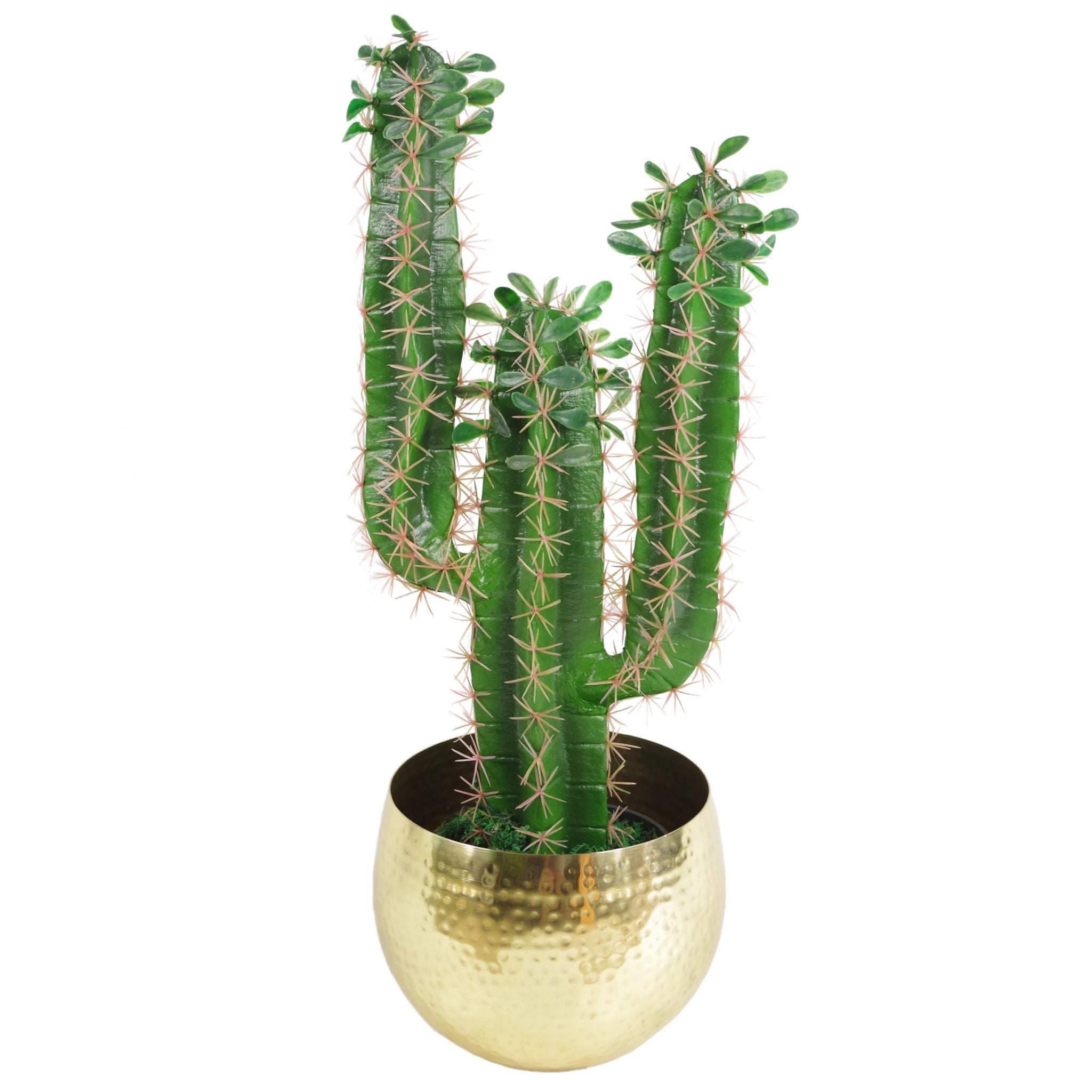 Leaf Gold Hammered Metal Planter – Large 32cm Indoor Rustic Plant Pot