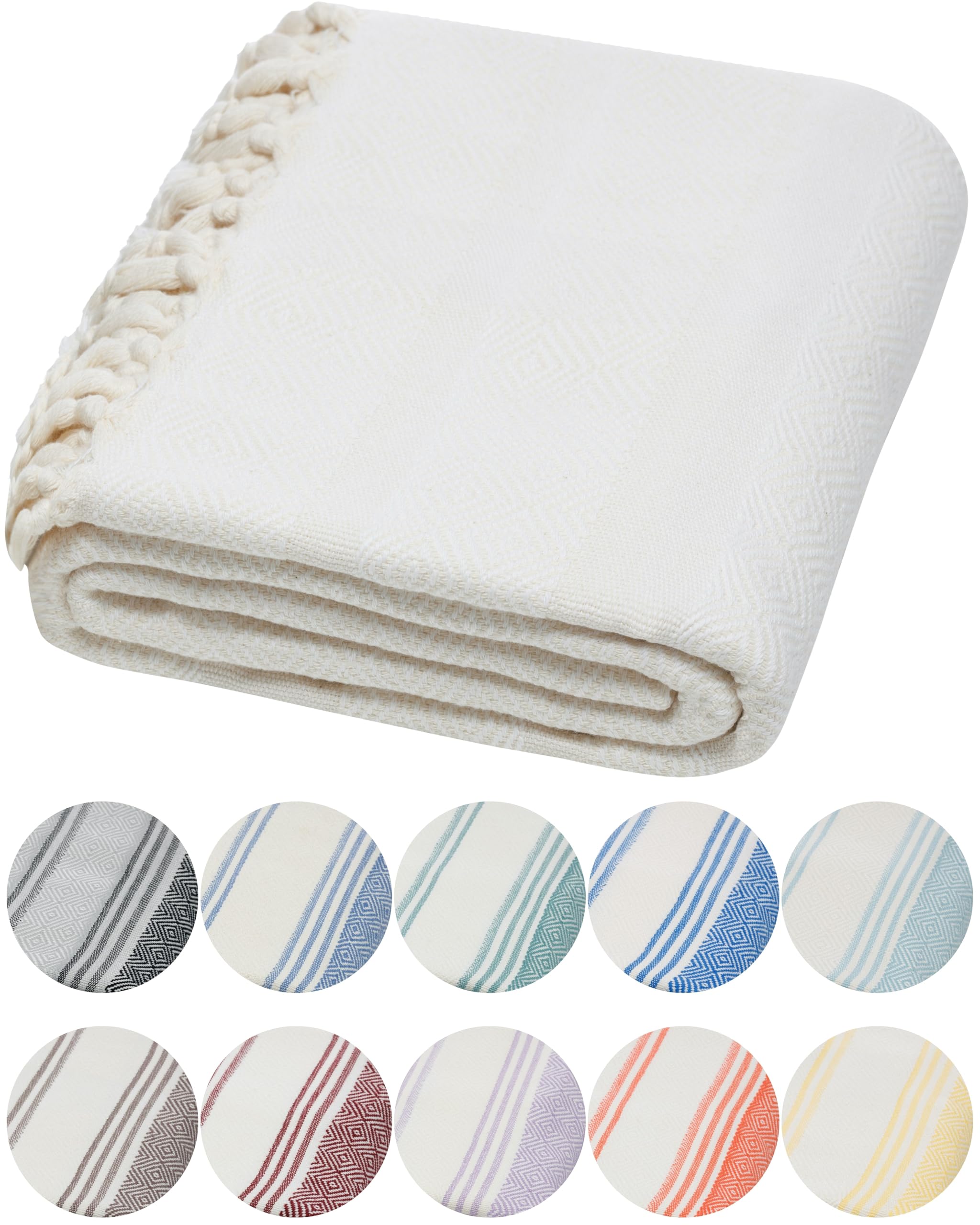 DEMMEX Organic Turkish Cotton Hammam Towel – Quick-Dry Sand-Free Beach Blanket