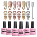 AIMEILI 9D Cat Eye Gel Nail Polish Set - 6PCS Magnetic UV LED Kit