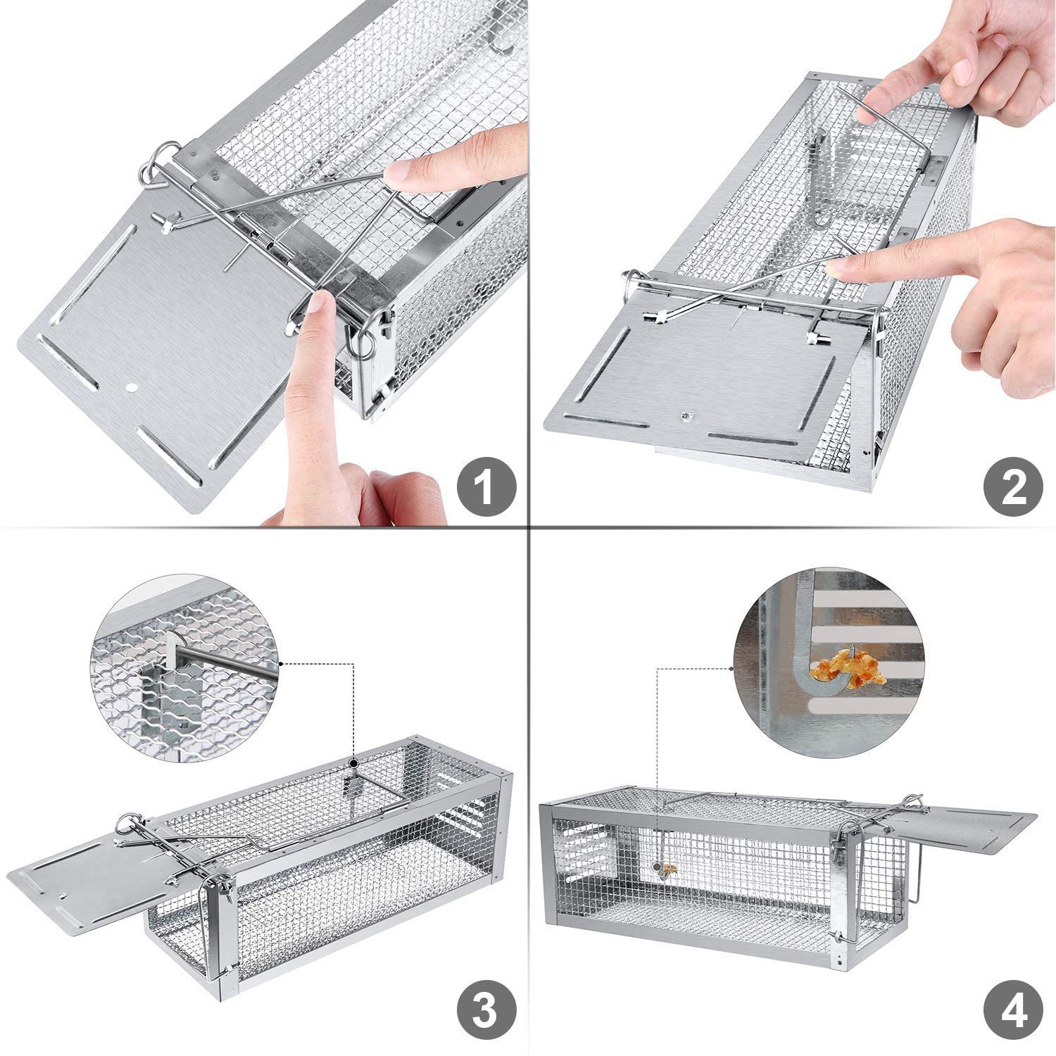 RatzFatz Humane Rat Traps – 2 Pack Reusable Live Catch Mouse Traps, 30cm