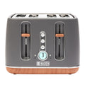 Haden Dorchester 4-Slice Toaster | Grey Digital Toaster with Wood Finish