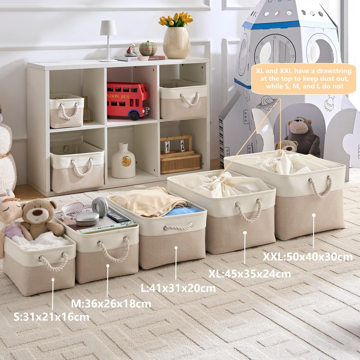 Mangata Small Storage Box, Thickened Fabric Storage Basket with Handles for Shelves Toy S, 1 Pack - image 3