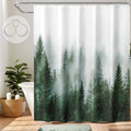 ORTIGIA Green Misty Forest Shower Curtain | Nature Woodland Polyester