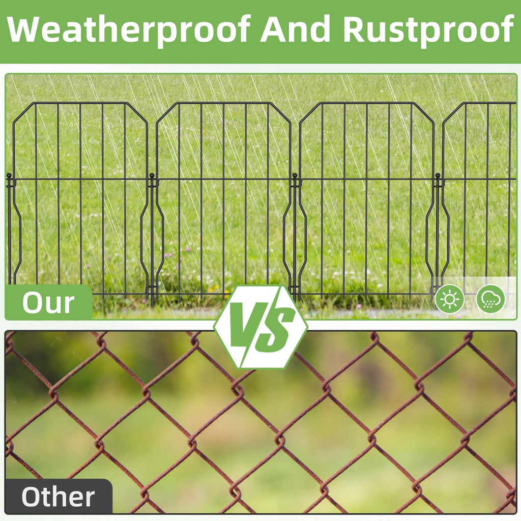 WELDUN Metal Garden Fencing - 25 Pack Decorative Animal Barrier Fence