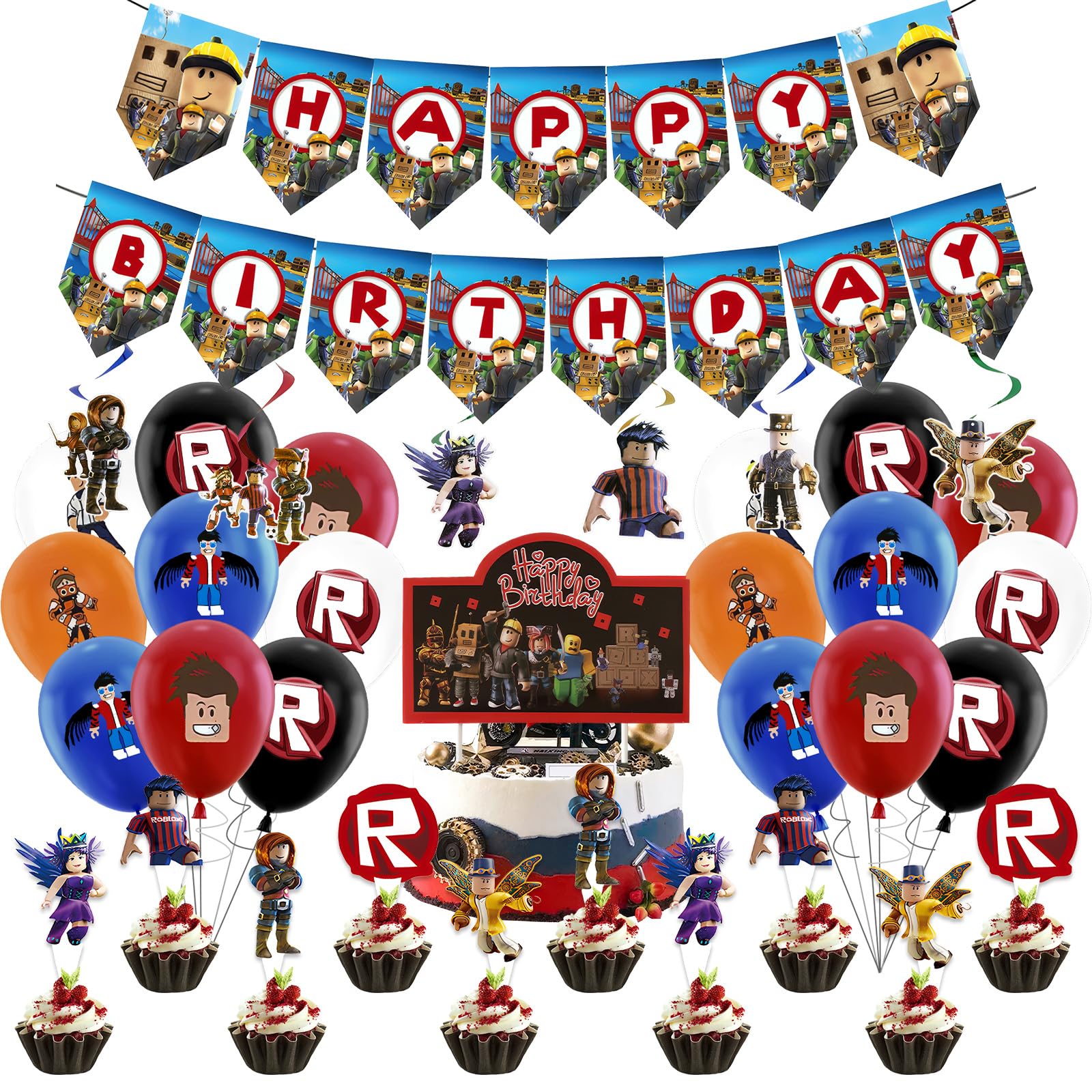 Luclay Gamer Party Decorations - 50Pc Gaming Birthday Tableware Set
