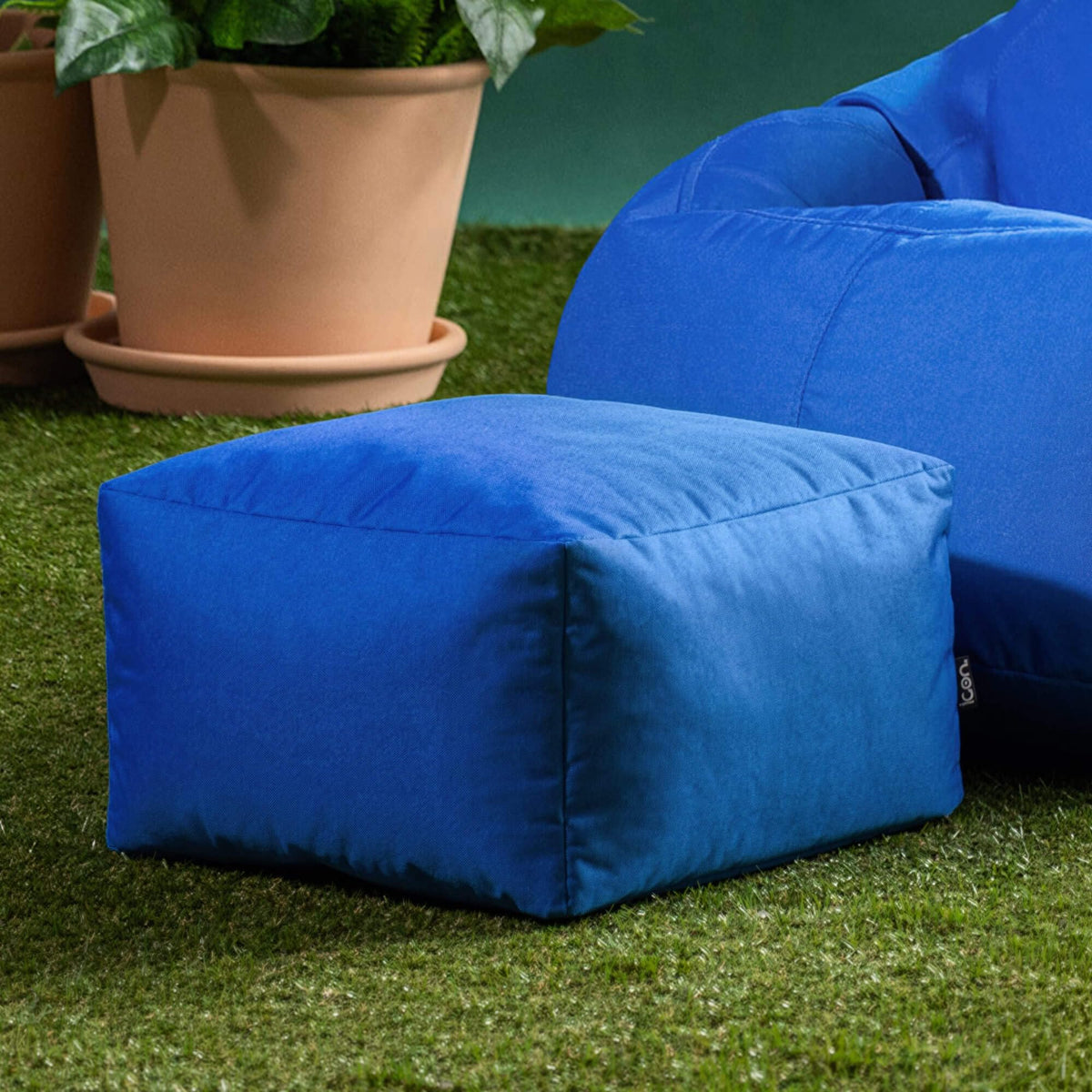 Bean Bag Bazaar Kingston Outdoor Bean Bag & Footstool with Filling, Blue - image 4