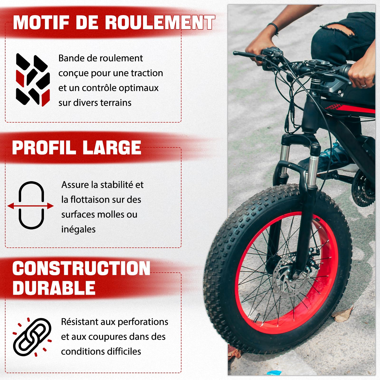 1PZ 20x4.0 Fat Bike Tyre | Butyl Rubber Tire for Electric Mountain Bikes
