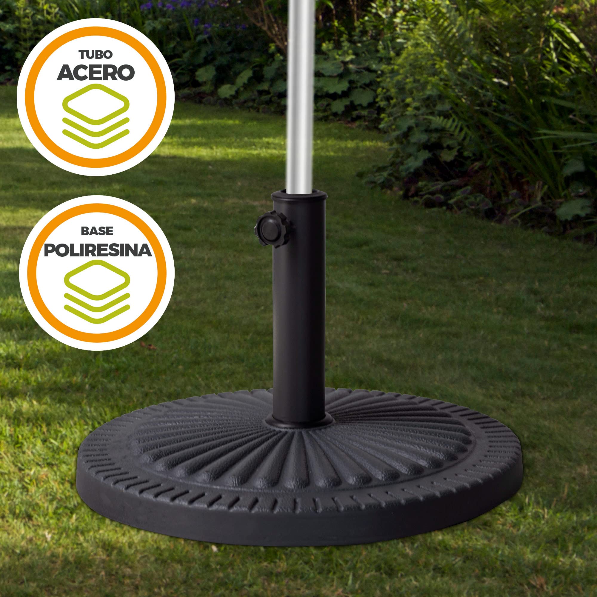 Aktive Polyresin Parasol Base - 14kg Heavyweight Outdoor Stand, Grey