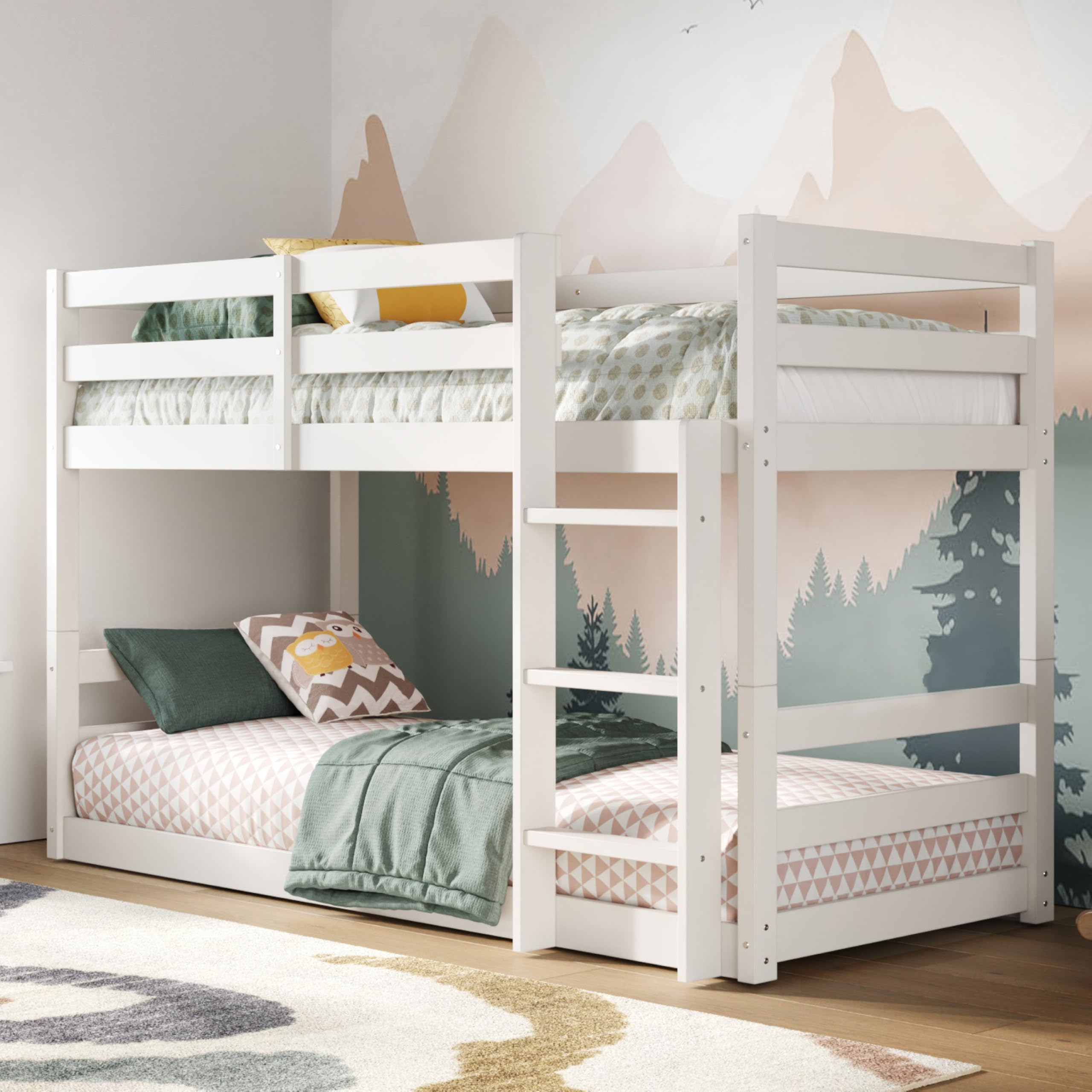 Flair Furnishings Shorty Bunk Bed | Low White Wooden Kids Bed Frame