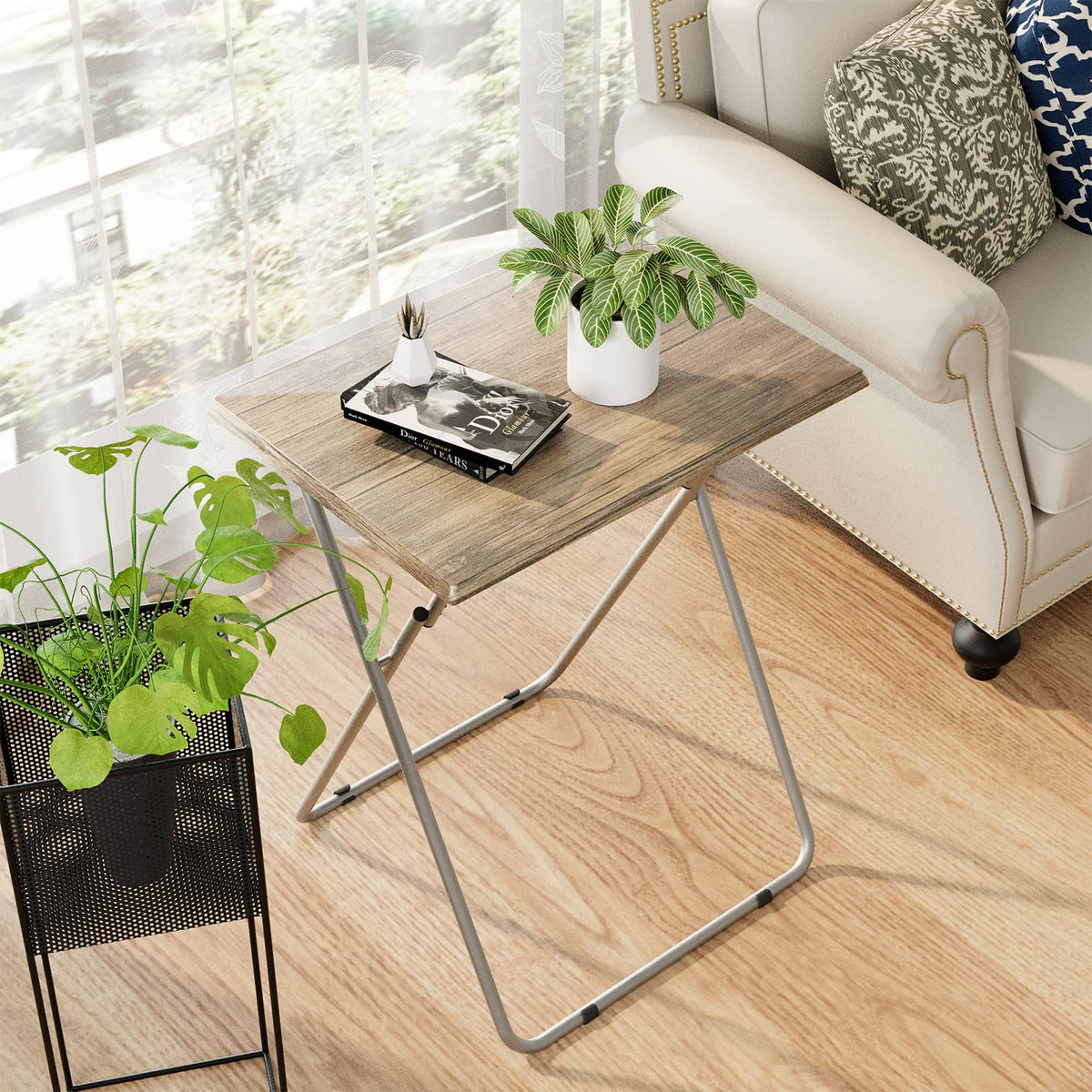 Small Folding Table, Folding Coffee Tables, Side Table 2 Set, TV Tray Table