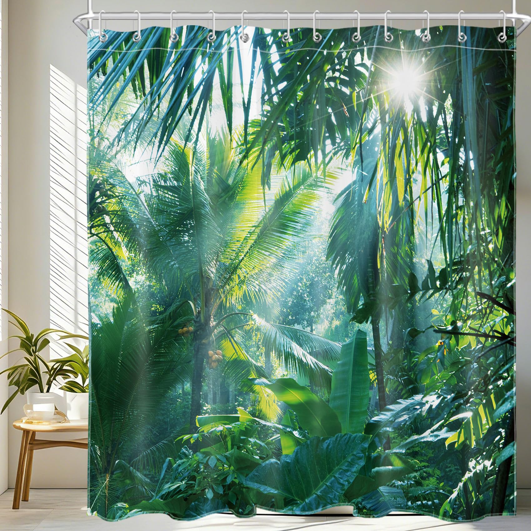Tropical Banana Leaves Shower Curtain | Waterproof Polyester