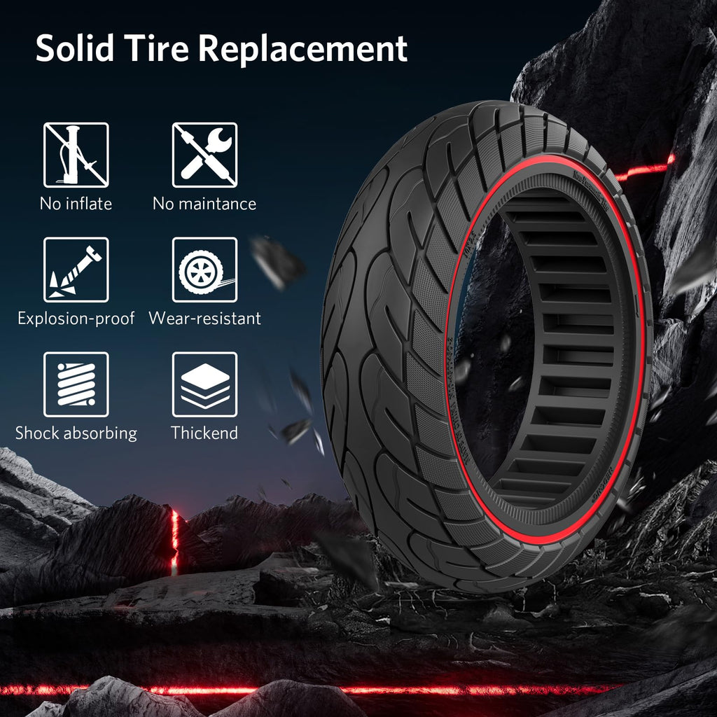 OUXI 10-Inch Solid Scooter Tyres | Puncture Proof for Ninebot Max G30P | 2 Pack