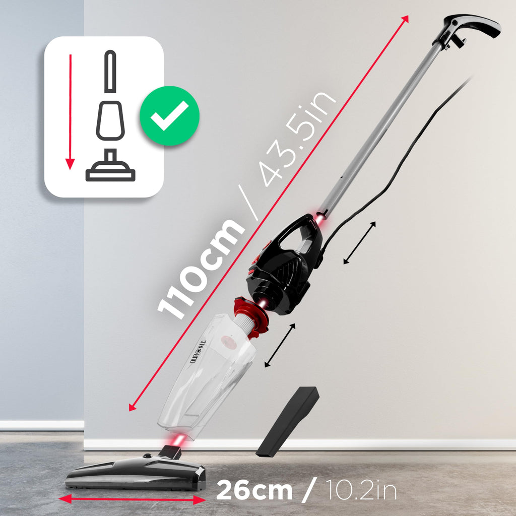 Duronic VC8 BK 2-in-1 Stick Vacuum Cleaner | Lightweight HEPA Handheld