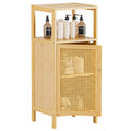 Rattan Bathroom Storage Cabinet | Slim Bamboo Floor Cupboard