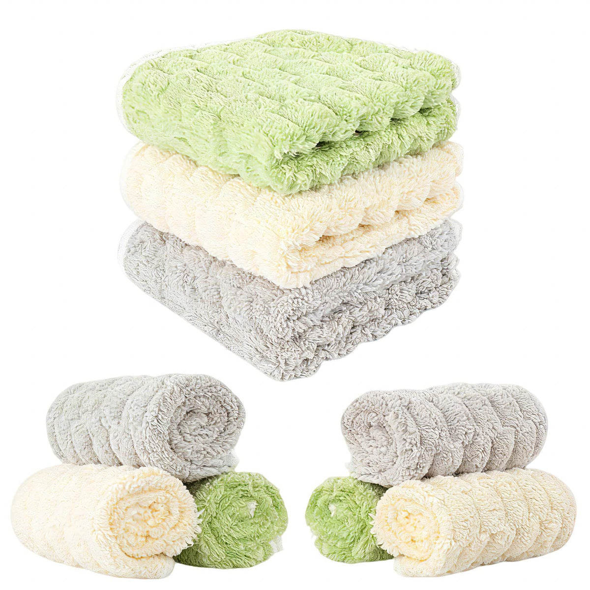 PHOGARY Flannel Face Cloth Pack 6, Reusable Microfibre Face Cloth, Makeup Remover Cloth Cleansing Cloths for Face - image 1