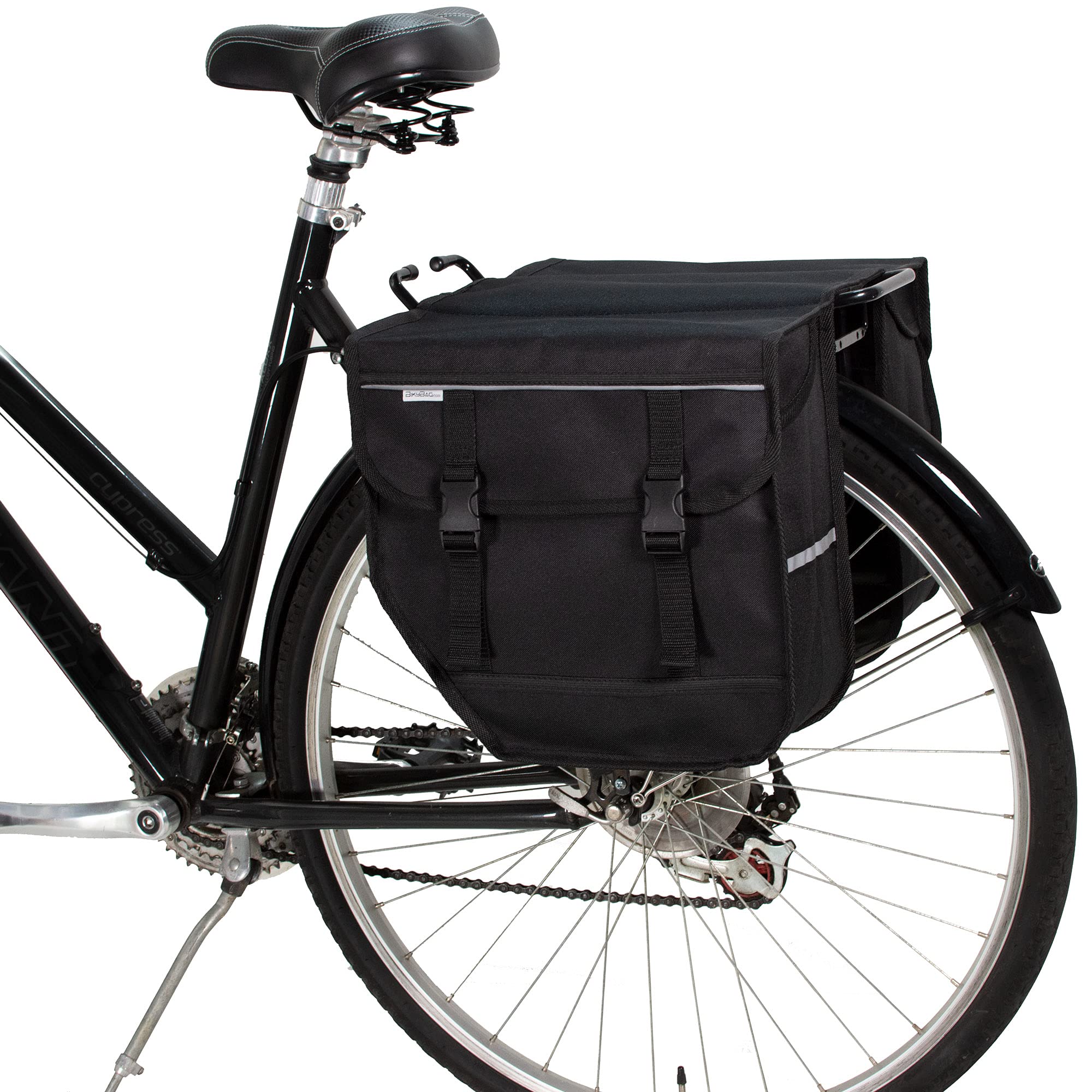 BikyBag Model M | Waterproof Double Bicycle Panniers - Black Rear Rack Bag