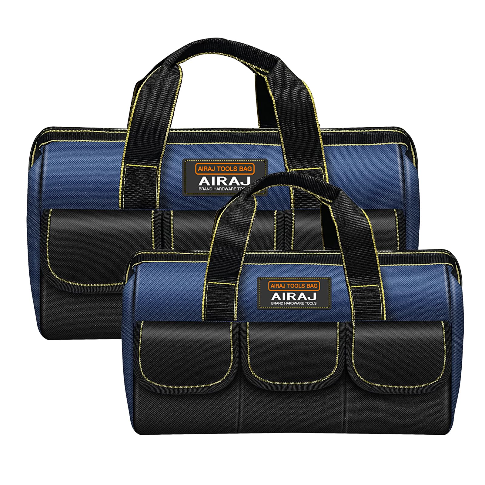 AIRAJ 2-Piece Heavy Duty Tool Bag Set | 16 & 18 Inch Wide Mouth Organizer
