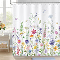 Bonhause Floral Shower Curtain | Wildflower Butterfly Polyester - 180x180cm
