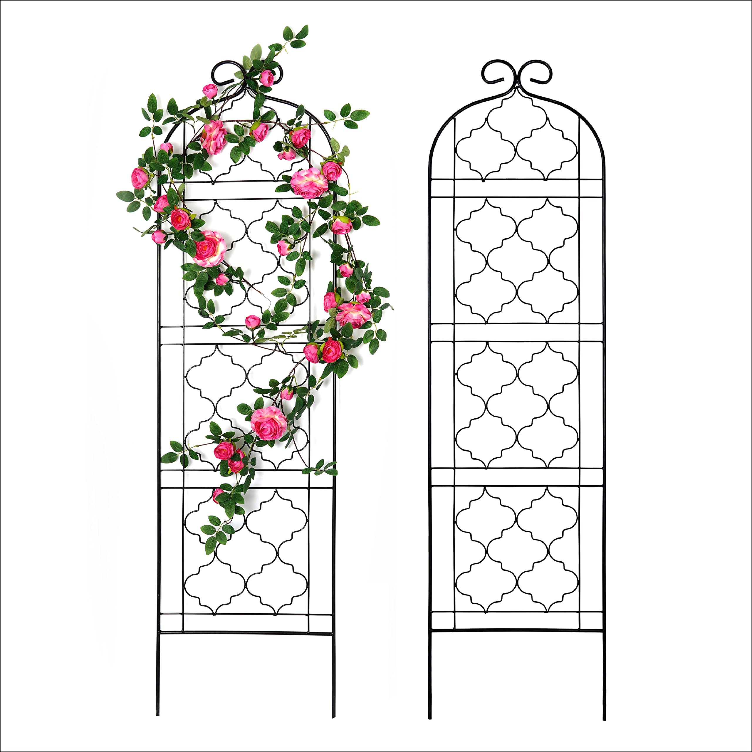 SCENDOR 5FT Metal Garden Trellis – 2 Pack Rustproof Iron Lattice Panels