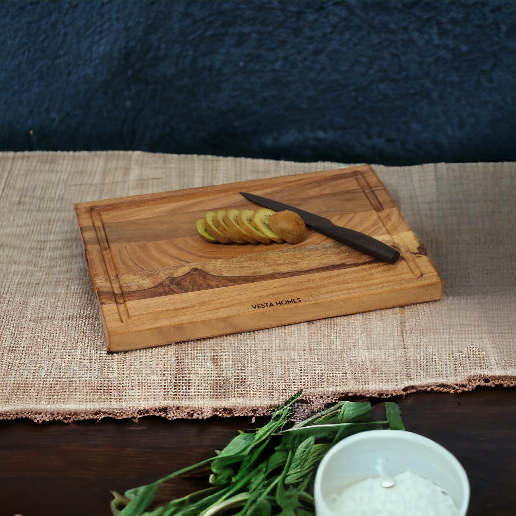 Vesta Homes Sheesham Wood Chopping Board with Juice Grooves | 38cm