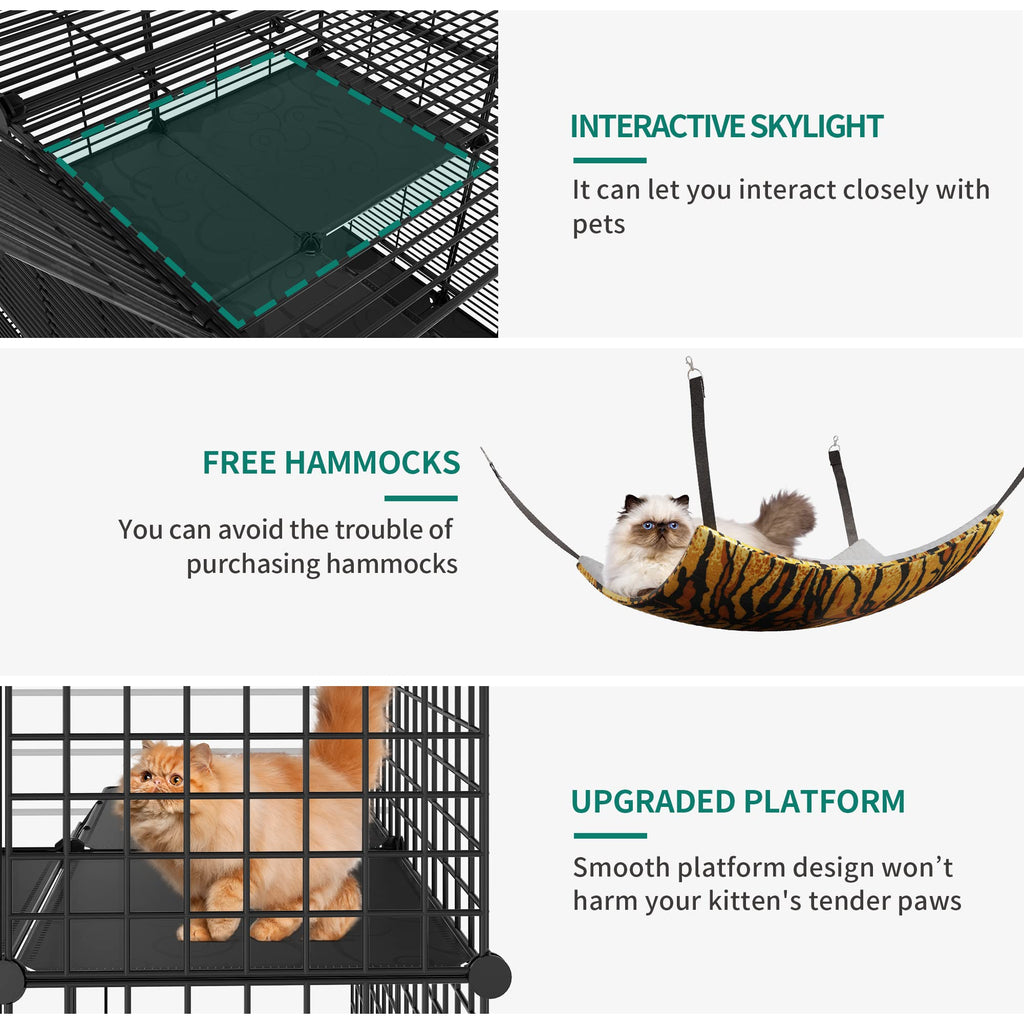 YITAHOME 4-Tier Large Metal Cat Cage - DIY Indoor Pet Playpen Enclosure