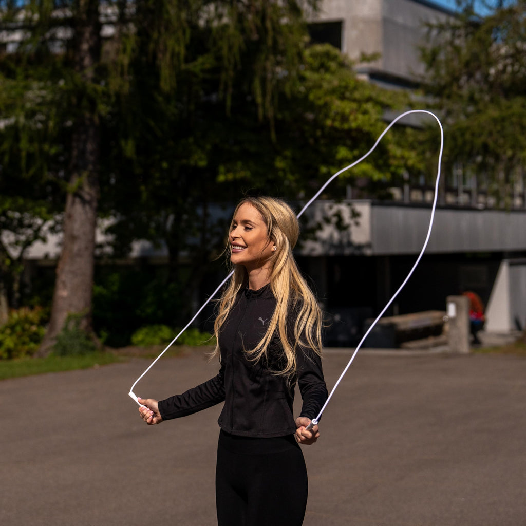 SwissSkip Speed Jump Rope – 5mm PVC Adjustable Fitness Rope, White