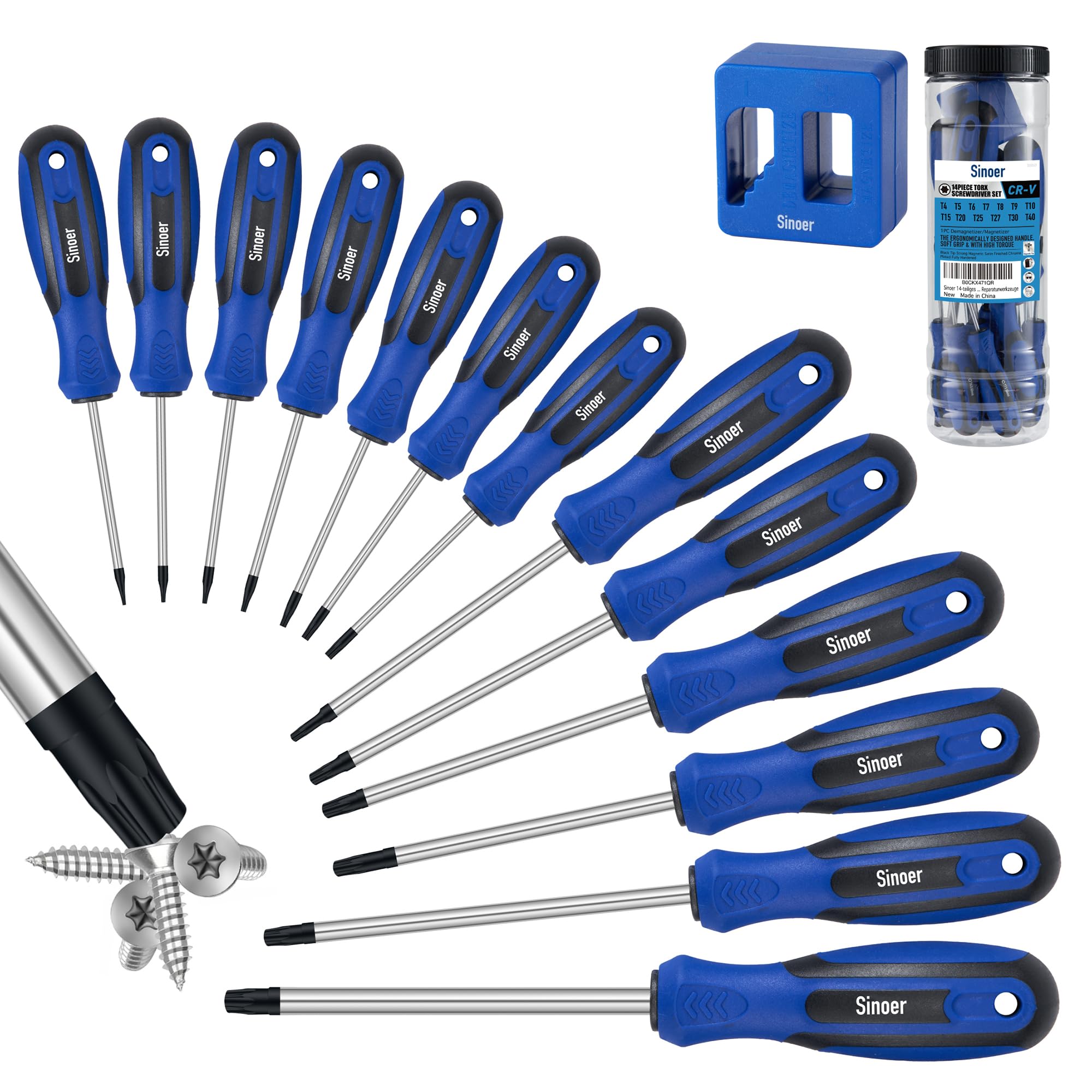 Jolof Store 14-Piece Magnetic Torx Screwdriver Set - T4-T40 Steel