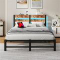 HOMERECOMMEND King Size LED Bed Frame with Storage Headboard and USB