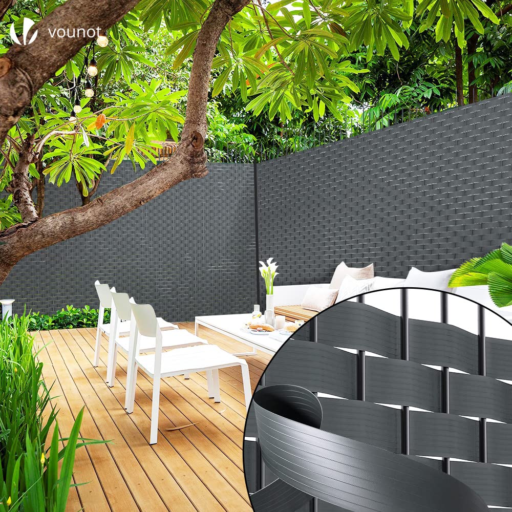 VOUNOT PVC Garden Privacy Fence Screen Strips - 150m x 4.7cm, Grey