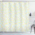 ABAKUHAUS Abstract Shower Curtain – Yellow & Blue Waterproof Fabric, 69x78"