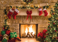 AIIKES 7x5FT Christmas Backdrop | Fireplace & Tree Photography Background