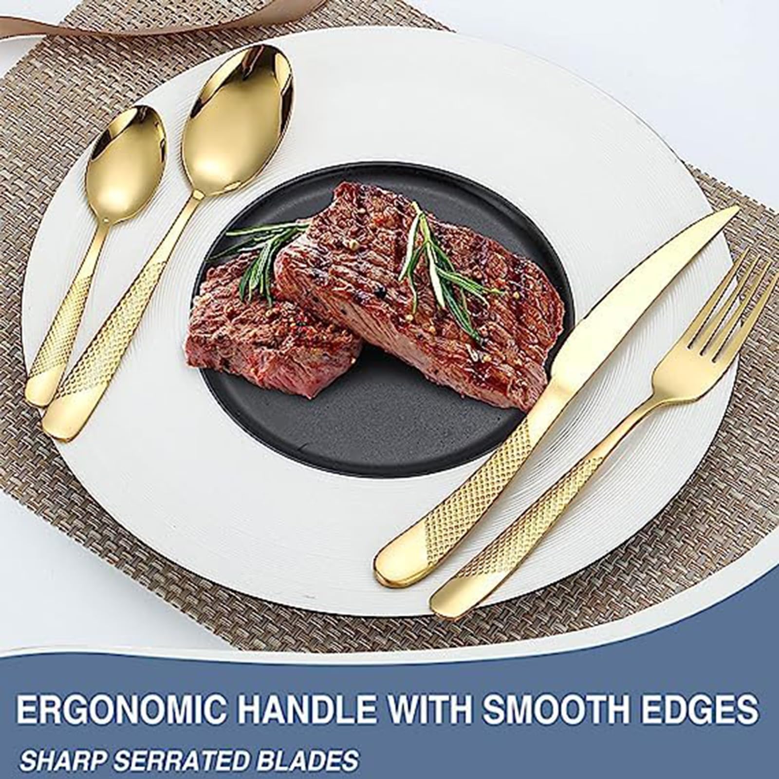 24-Piece Gold Silverware Set with Holder | Service for 6