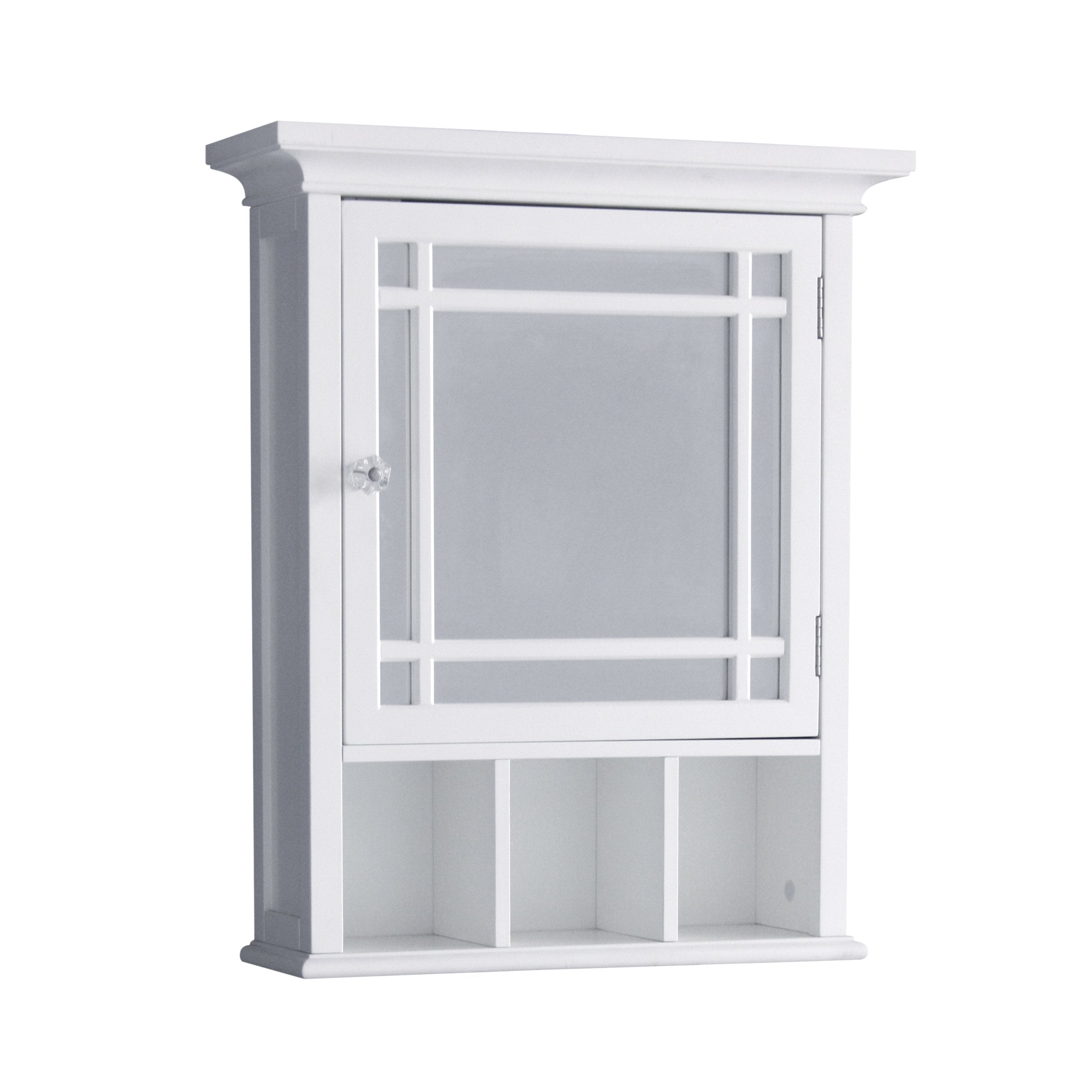 Teamson Home Neal White Wooden Medicine Cabinet with Mirrored Door