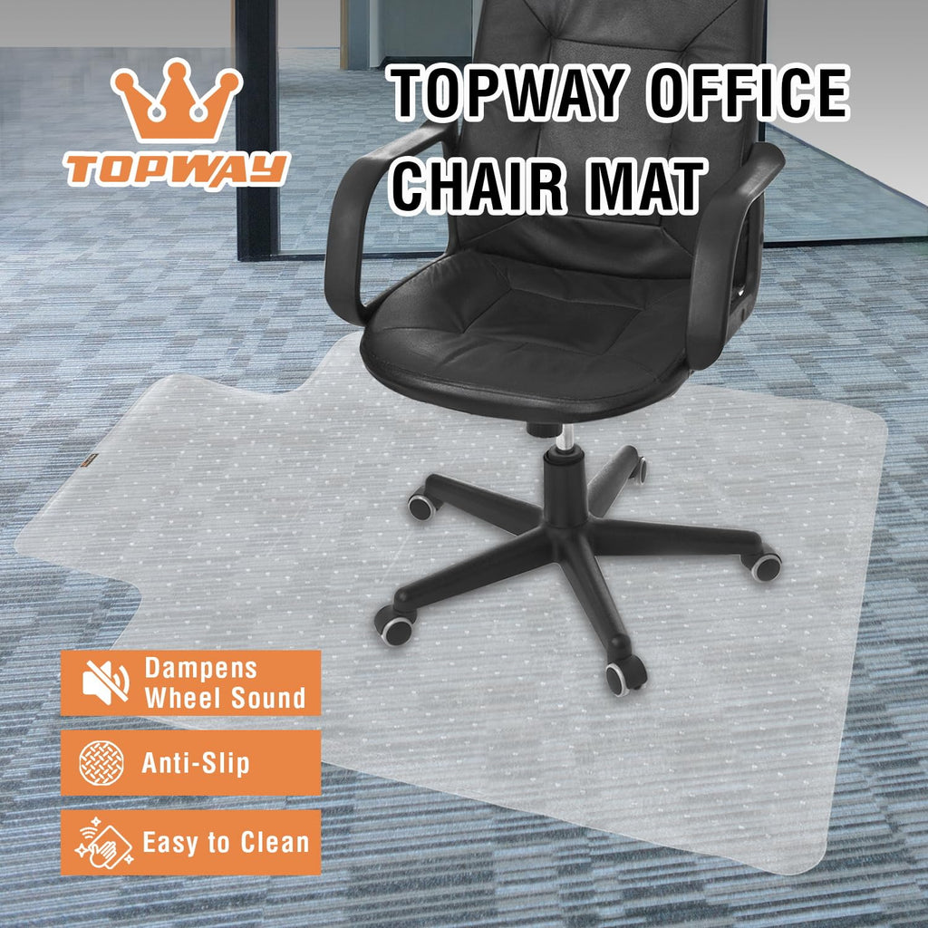 TOPWAY Office Chair Mat for Carpet Floor, 90x120cm, 2.2mm Thick T-Shape Clear Non-Slip PVC Carpet Floor Protector, Easy Glide - image 2