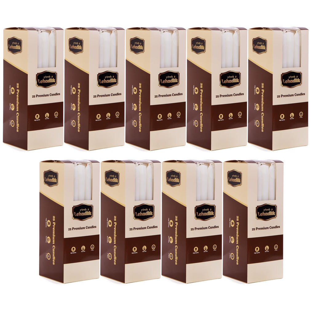 Lehadlik White Tapered Dinner Candles – Unscented Dripless 25 Pack