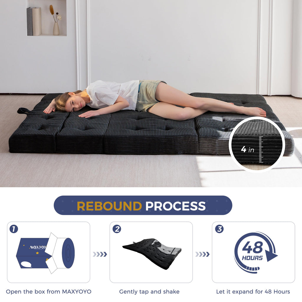 MAXYOYO Folding Mattress Double, Comfy Foldable Sofa Couch Bed, Guest Mattress with Handles Floor Futon Sofa Bed for Guest - image 5