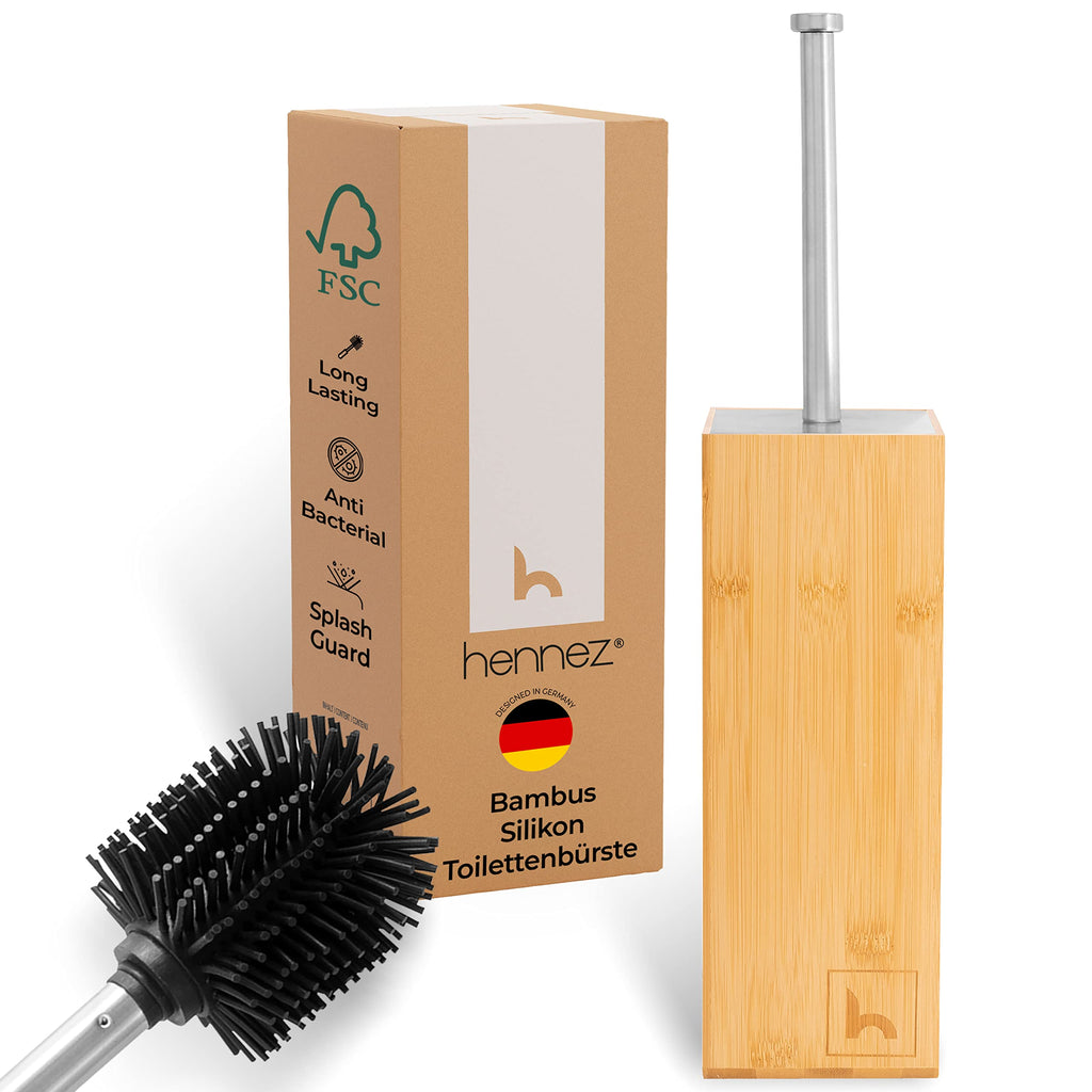 HENNEZ Silicone Toilet Brush with Bamboo Brush Holder - image 1