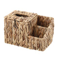 BSTKEY Water Hyacinth Square Tissue Box – Woven Holder with Side Pockets
