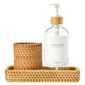 MaisoNovo Rattan Bathroom Set – 3-Piece Clear Dispenser & Vanity Tray