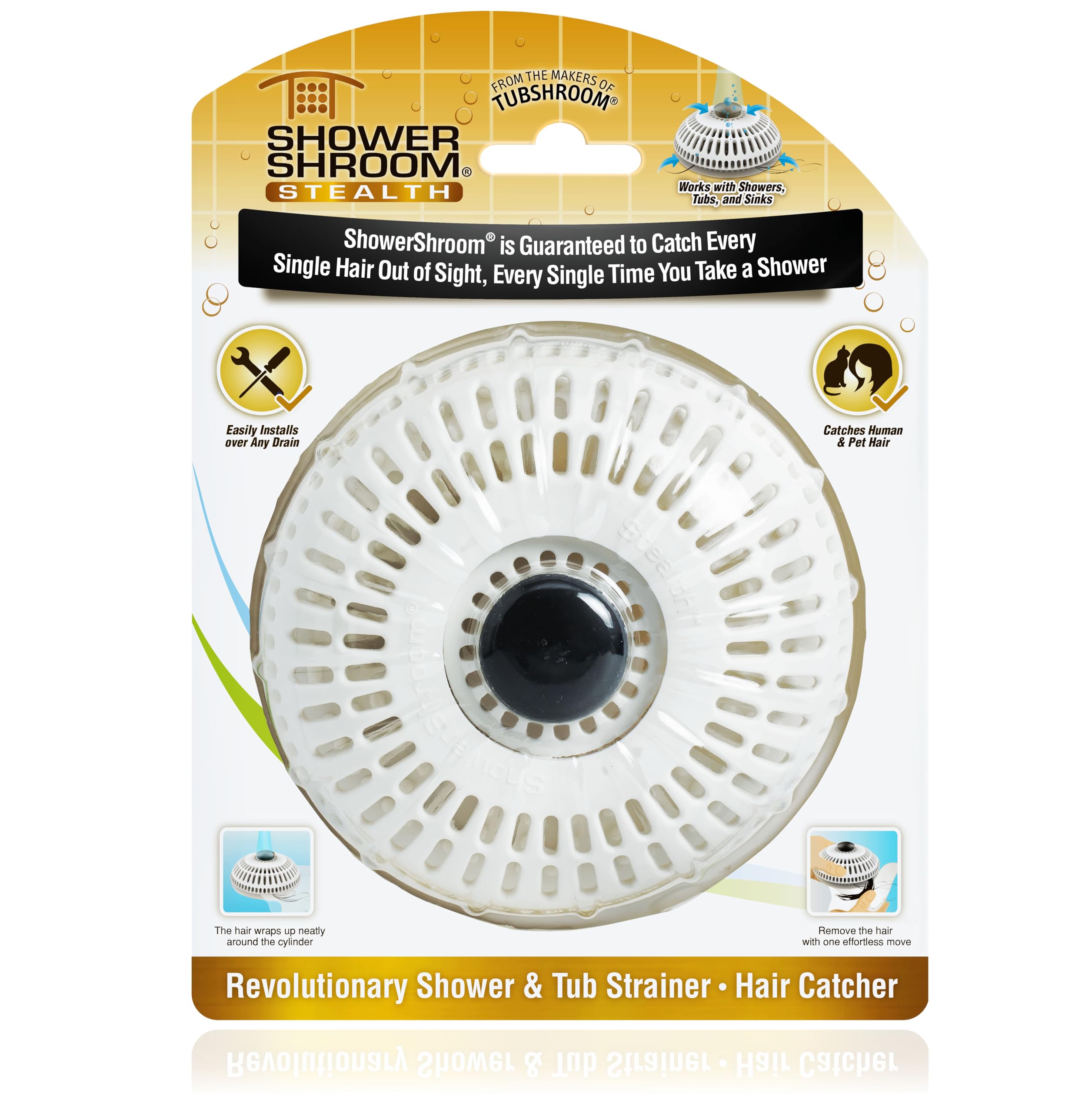 ShowerShroom Stealth Hair Drain Catcher – Clog-Free Shower Strainer