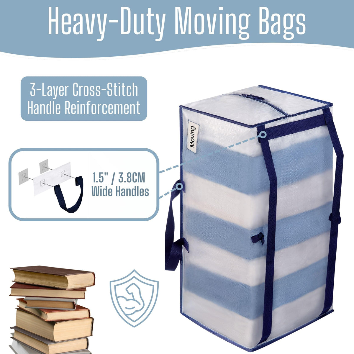 VENO 10 Pack Heavy-Duty Extra Large Moving Bags W/Backpack Straps, Moving House Essentials, Strong Handles & Zips, Clothes Storage, Packing