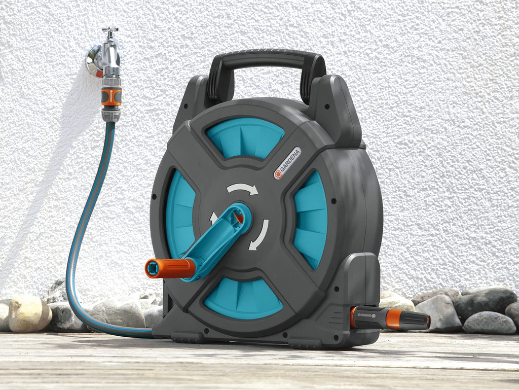 GARDENA Classic Hose Box 15 Set – 15m Compact Reel for Camping & RV