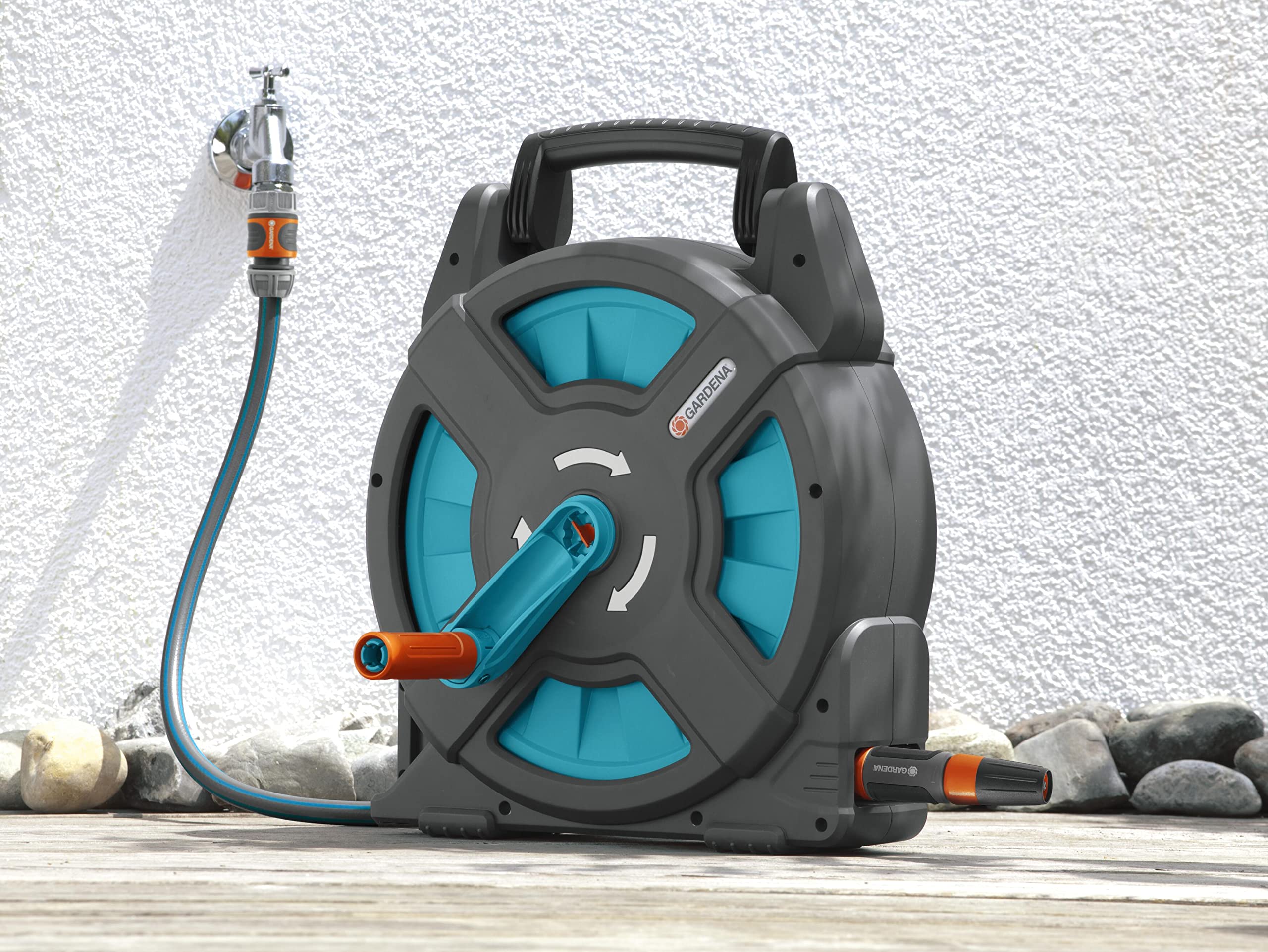 GARDENA Classic Hose Box 15 Set – 15m Compact Reel for Camping & RV